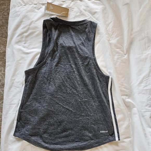 Adidas PRIMEGREEN Aeroready Original 3 Stripe Training Gray Tank Top Small NWT - Picture 4 of 12